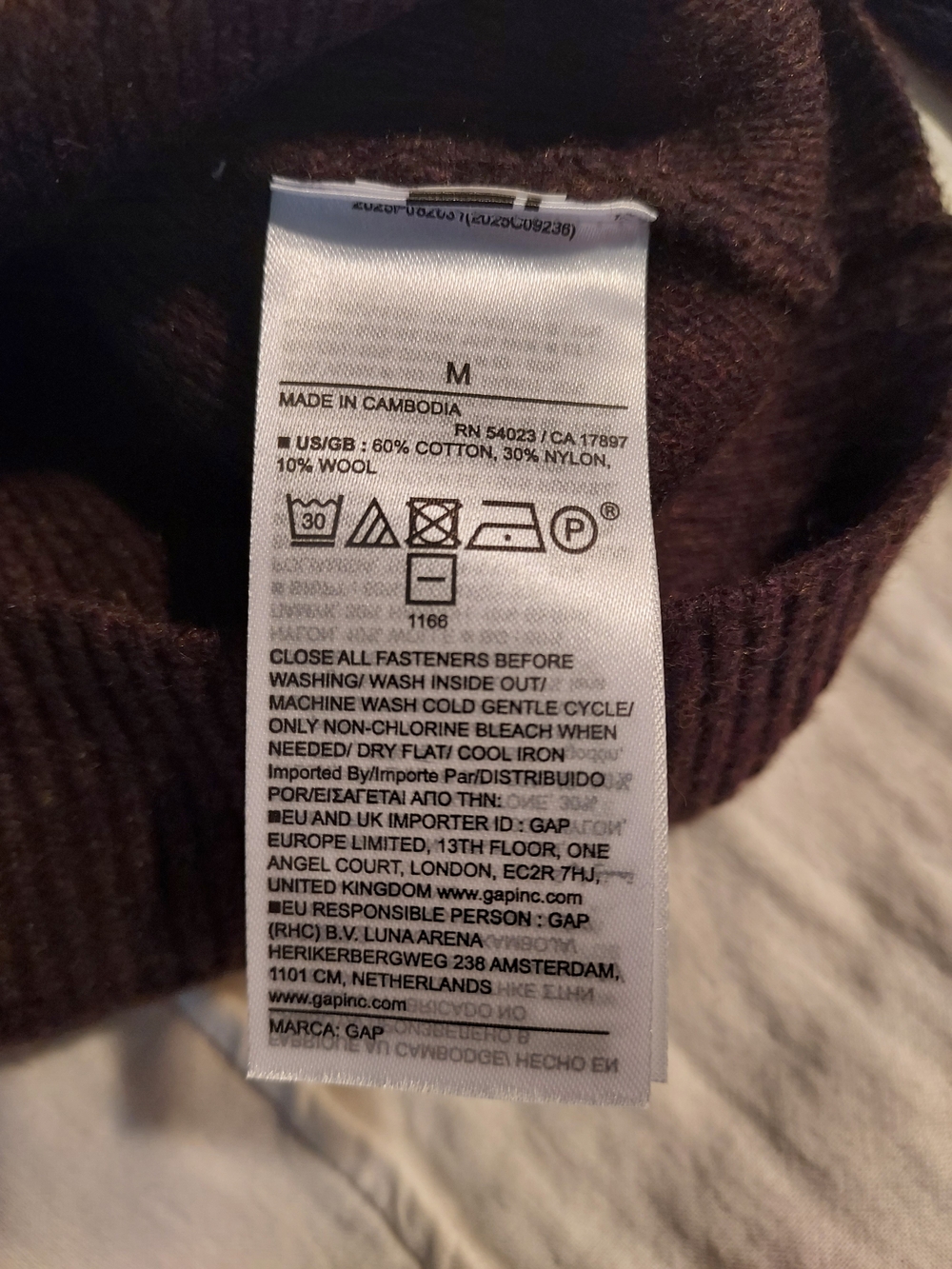 GAP Dark Brown V-Neck Button Cardigan, Wide Sleeves, S - Picture 10 of 10